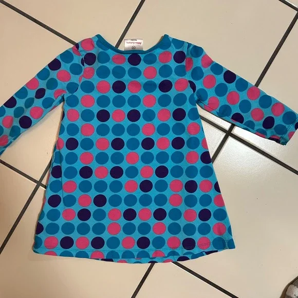 Hanna Andersson Blue Pink Purple Polka Dot Long Sleeve Dress Size‎ 90 - Picture 3 of 3